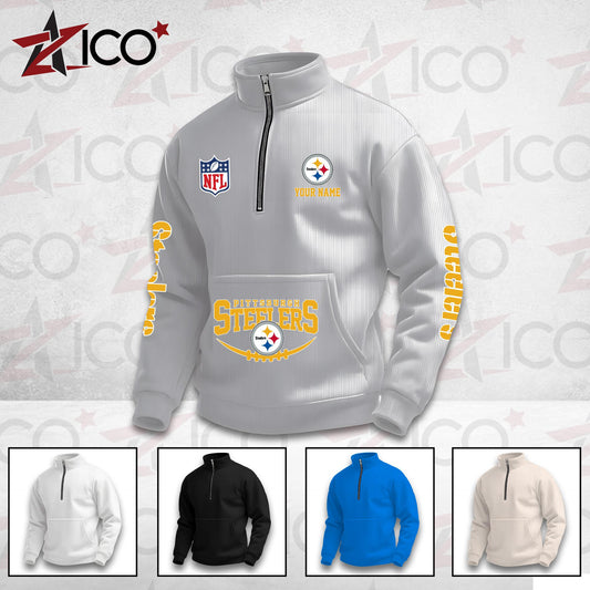 Pittsburgh Steelers High Neck Half Zip Pocket Sweatshirt New Trending AZTG2DPS000059