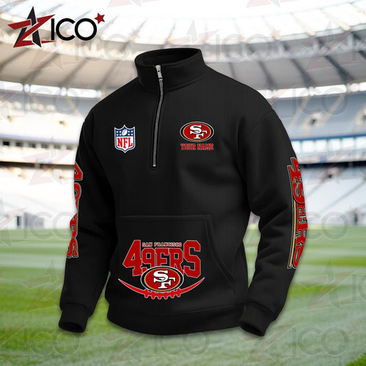San Francisco 49ers High Neck Half Zip Pocket Sweatshirt New Trending AZTG2DPS000060