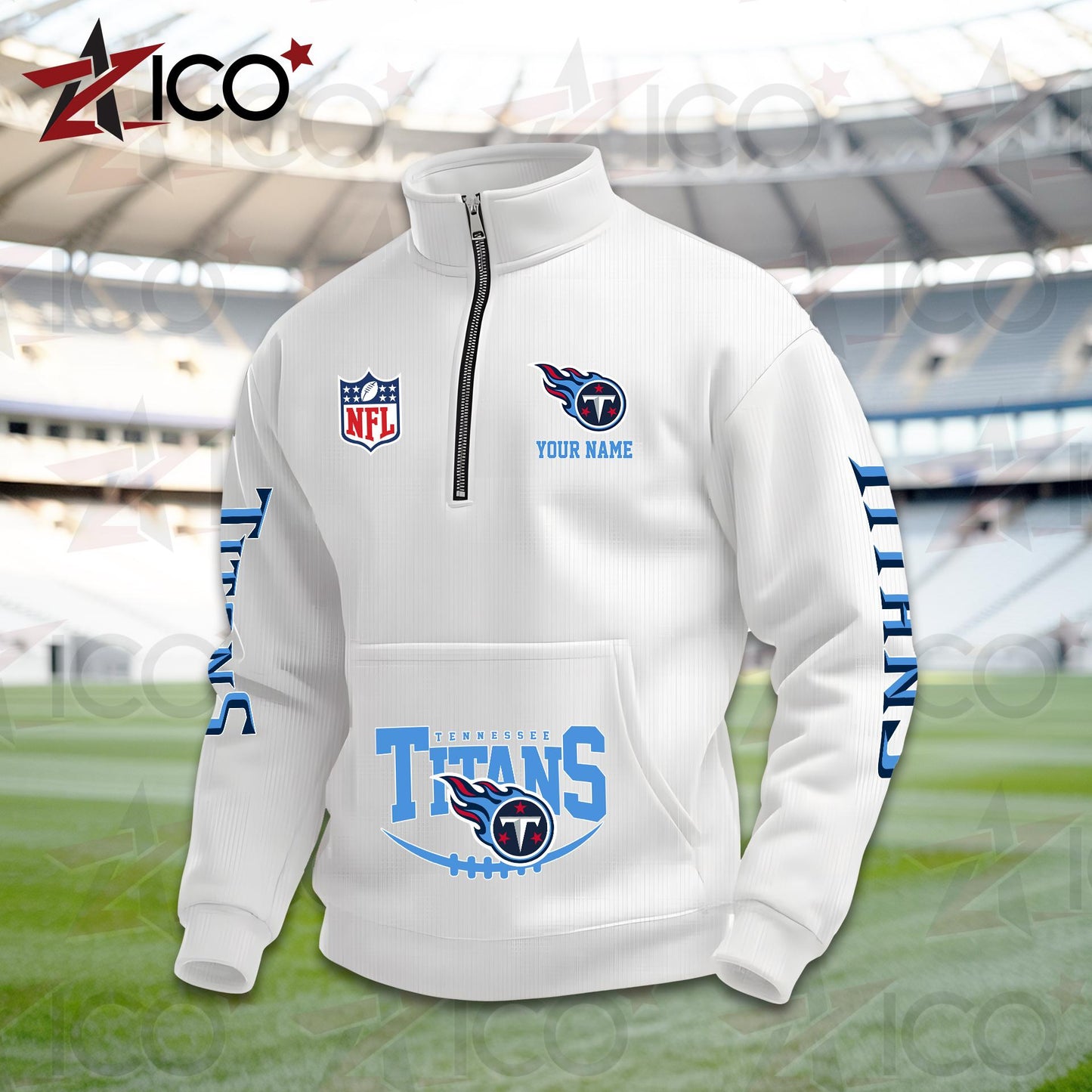 Tennessee Titans High Neck Half Zip Pocket Sweatshirt New Trending AZTG2DPS000063