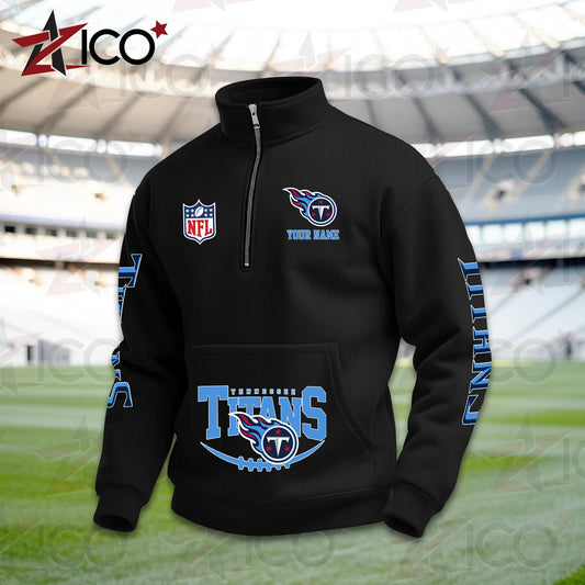 Tennessee Titans High Neck Half Zip Pocket Sweatshirt New Trending AZTG2DPS000063
