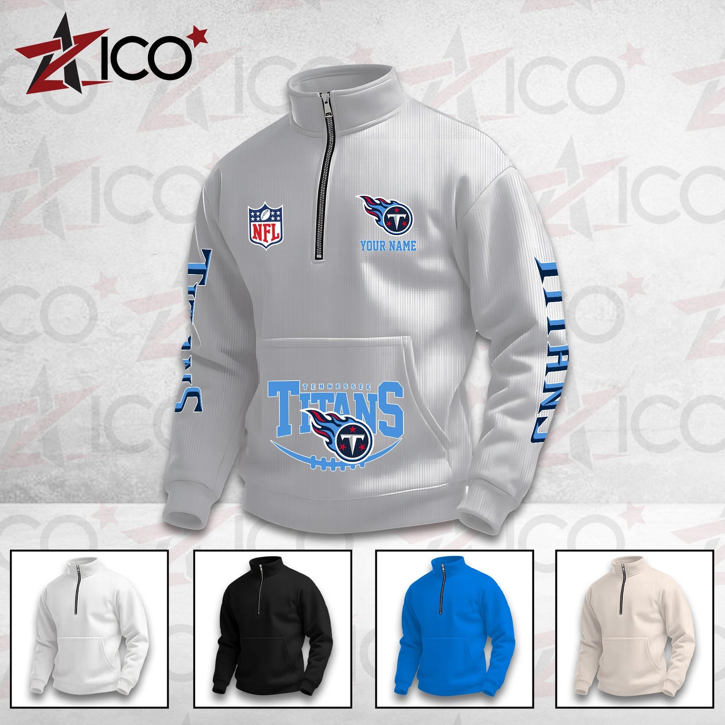 Tennessee Titans High Neck Half Zip Pocket Sweatshirt New Trending AZTG2DPS000063