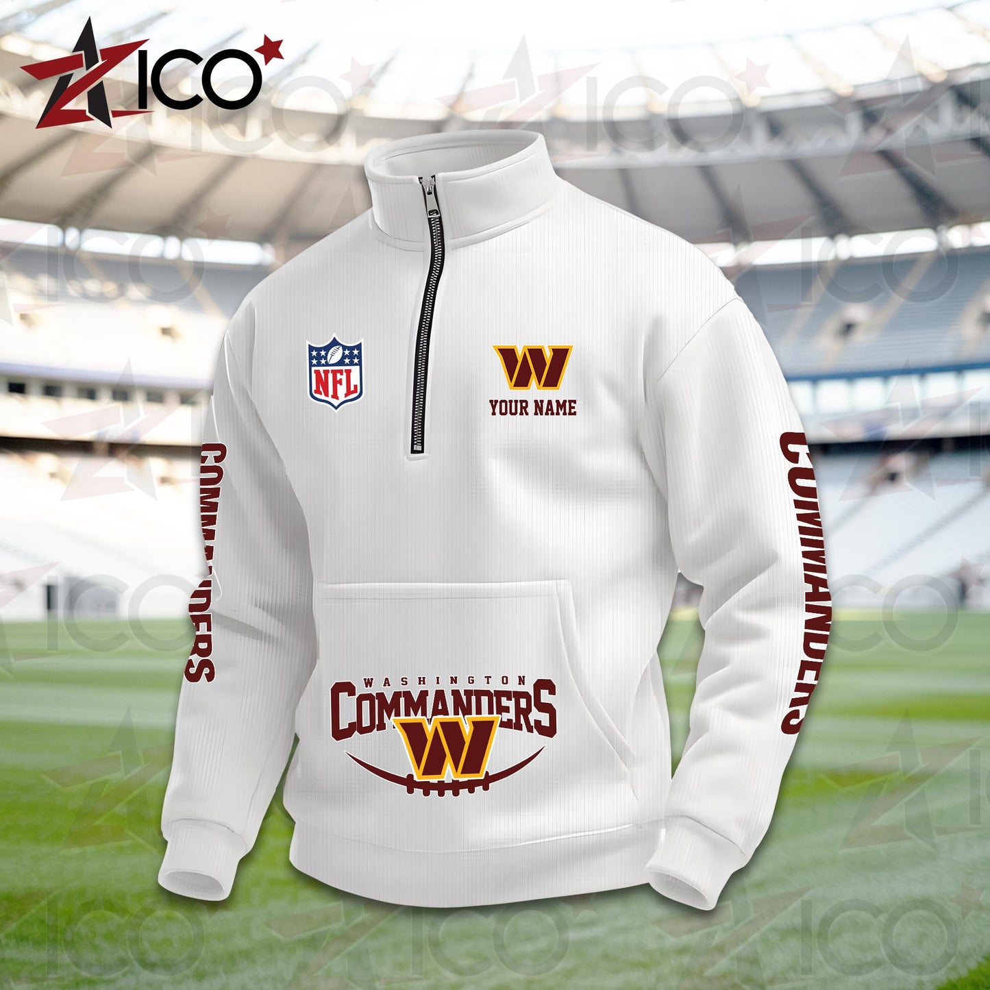 Washington Commanders High Neck Half Zip Pocket Sweatshirt New Trending AZTG2DPS000064