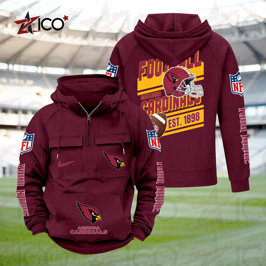 Arizona Cardinals Personalized Multi-Pockets Zip Hoodie New 2025 AZTGMZHD000221