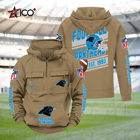 Carolina Panthers Personalized Multi-Pockets Zip Hoodie New 2025 AZTGMZHD000225