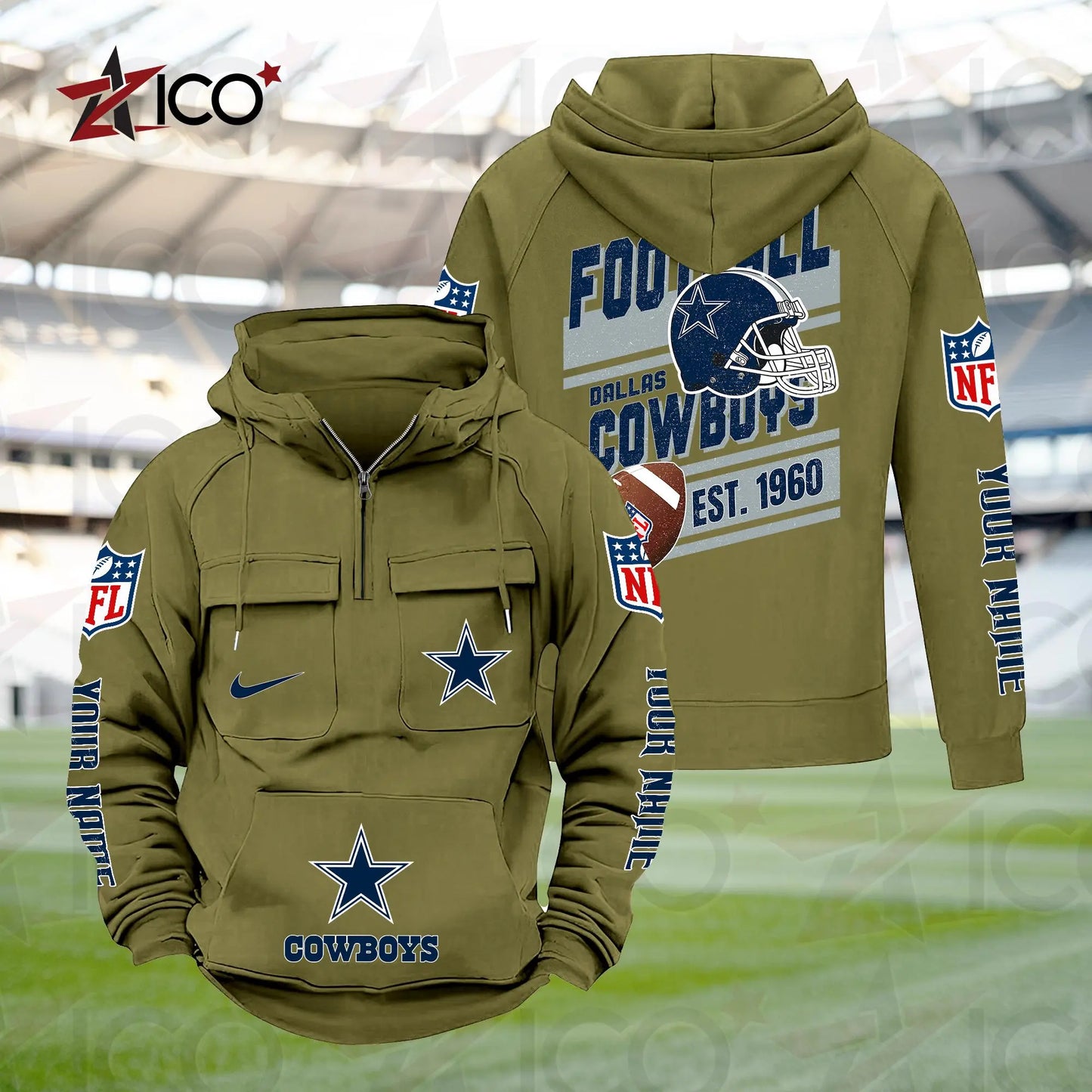 Dallas Cowboys Personalized Multi-Pockets Zip Hoodie New 2025 AZTGMZHD000229
