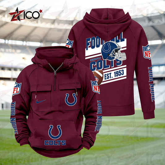 Indianapolis Colts Personalized Multi-Pockets Zip Hoodie New 2025 AZTGMZHD000234