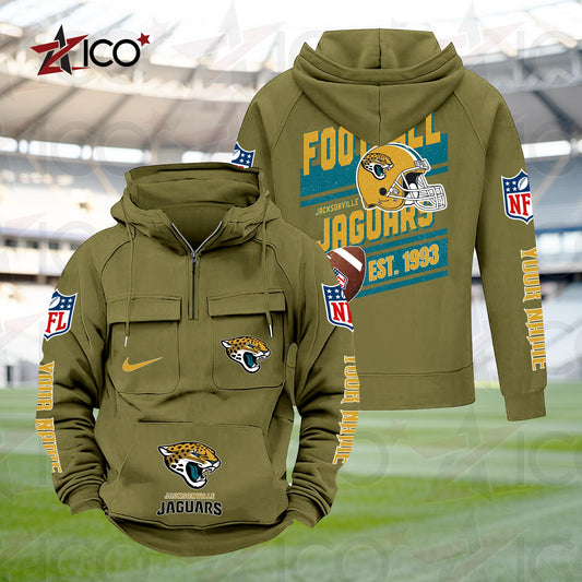 Jacksonville Jaguars Personalized Multi-Pockets Zip Hoodie New 2025 AZTGMZHD000235