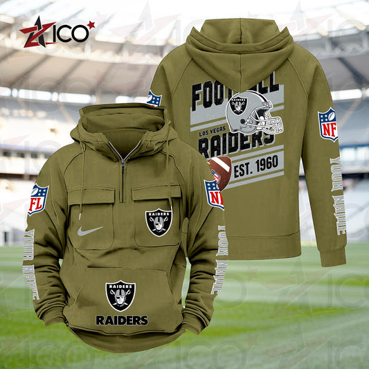 Las Vegas Raiders Personalized Multi-Pockets Zip Hoodie New 2025 AZTGMZHD000237