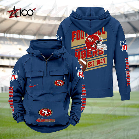 San Francisco 49ers Personalized Multi-Pockets Zip Hoodie New 2025 AZTGMZHD000248