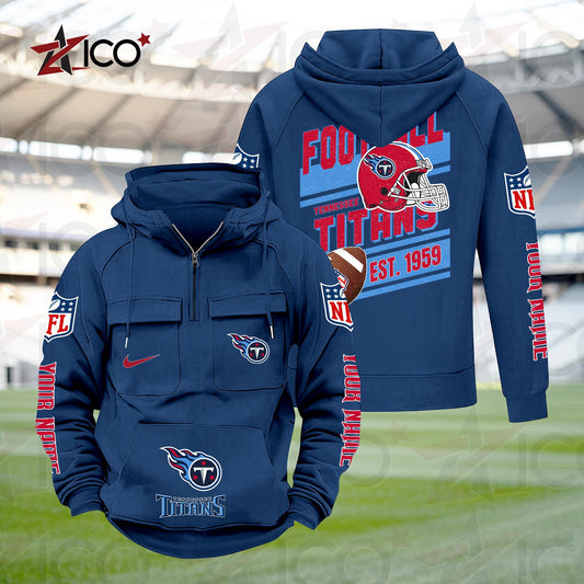 Tennessee Titans Personalized Multi-Pockets Zip Hoodie New 2025 AZTGMZHD000251