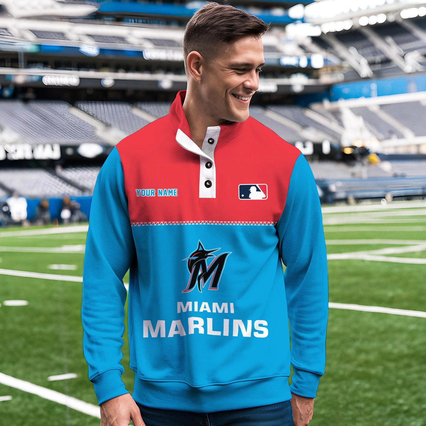 Miami Marlins New Collection Casual Stand Collar Sweatshirt MLB AZTGSCSW000335