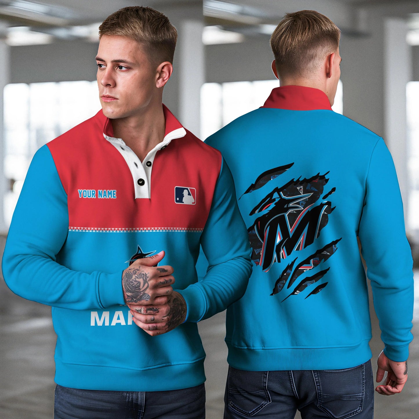 Miami Marlins New Collection Casual Stand Collar Sweatshirt MLB AZTGSCSW000335