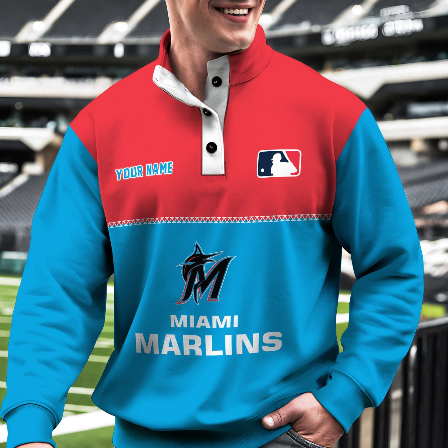 Miami Marlins New Collection Casual Stand Collar Sweatshirt MLB AZTGSCSW000335