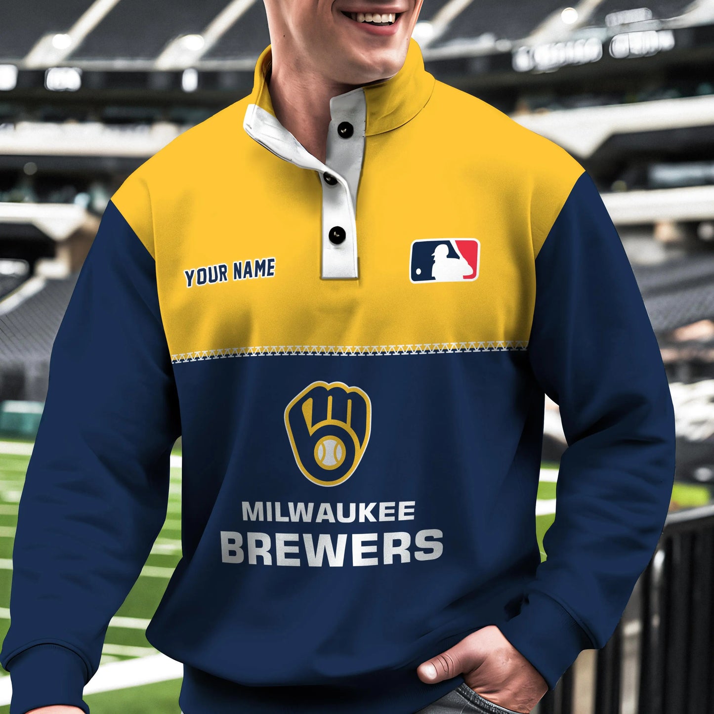 Milwaukee Brewers New Collection Casual Stand Collar Sweatshirt MLB AZTGSCSW000336