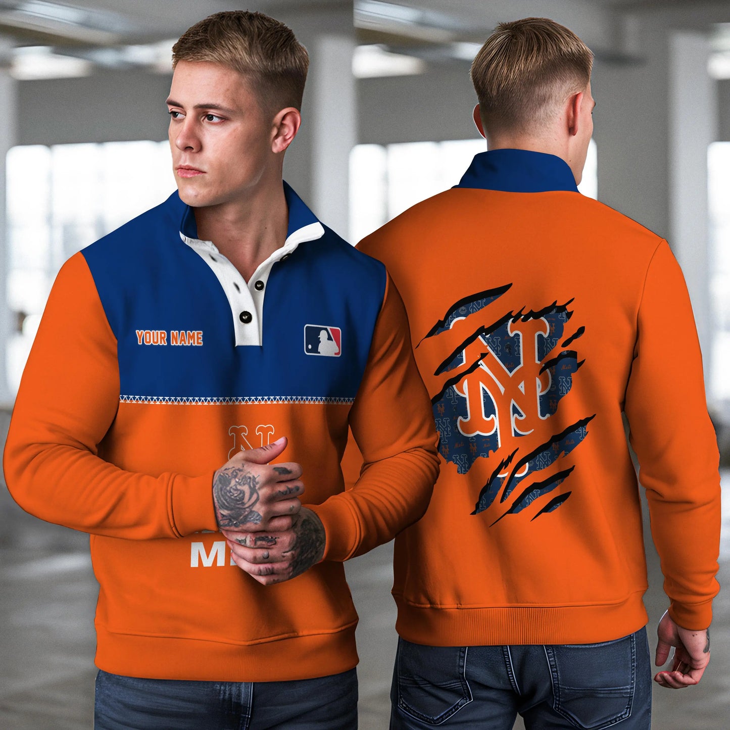 New York Mets New Collection Casual Stand Collar Sweatshirt MLB AZTGSCSW000338