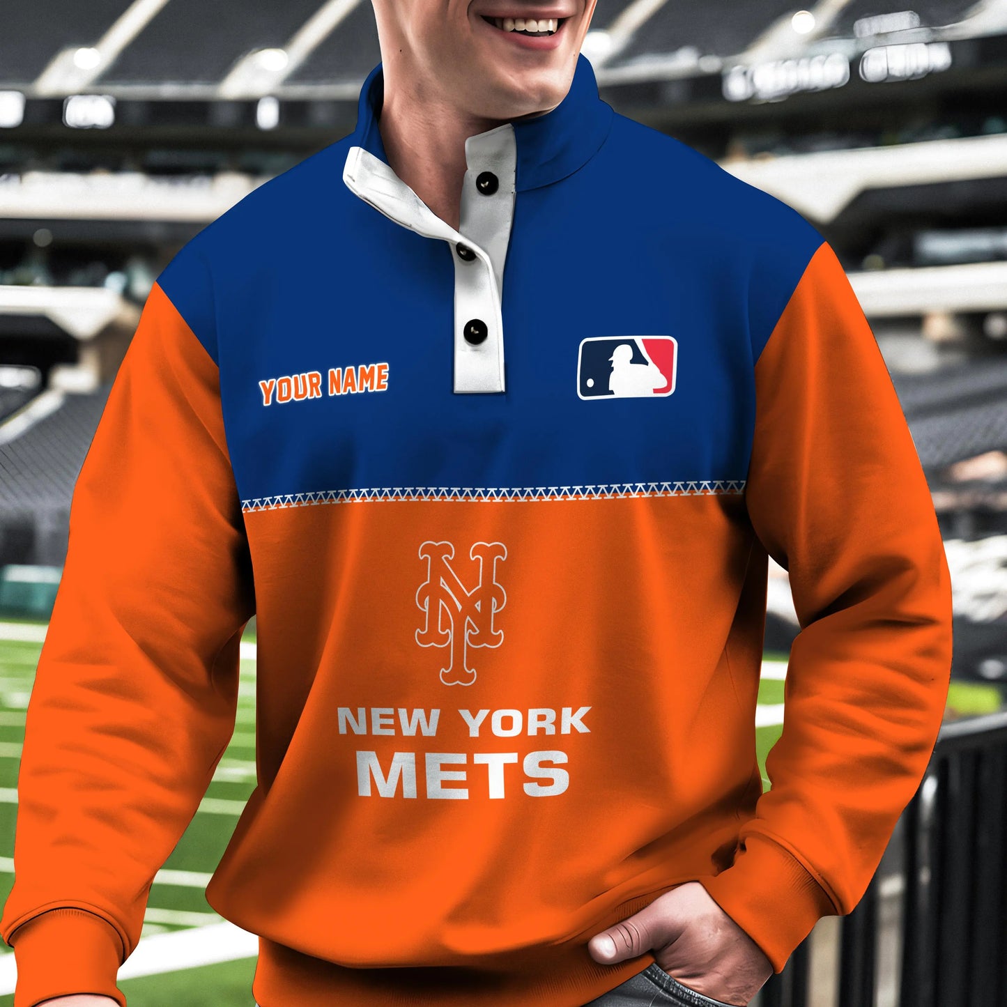 New York Mets New Collection Casual Stand Collar Sweatshirt MLB AZTGSCSW000338