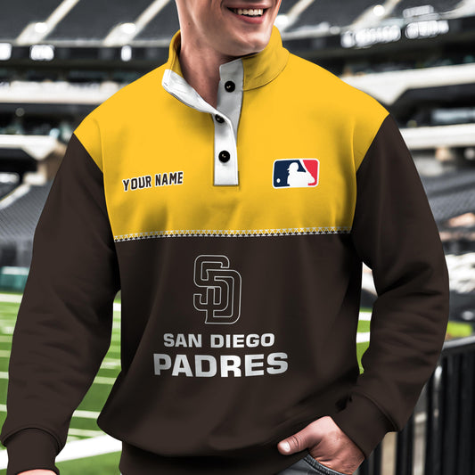 San Diego Padres New Collection Casual Stand Collar Sweatshirt MLB AZTGSCSW000343