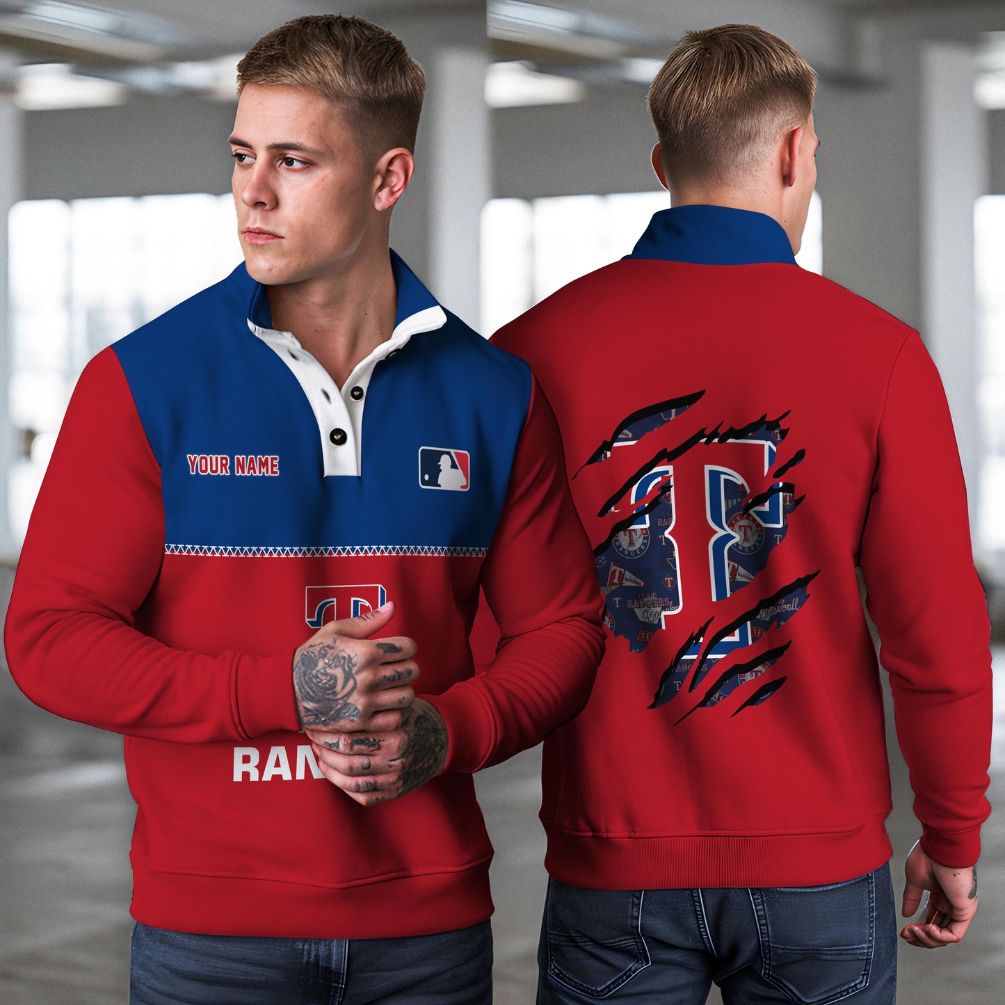 Texas Rangers New Collection Casual Stand Collar Sweatshirt MLB AZTGSCSW000348