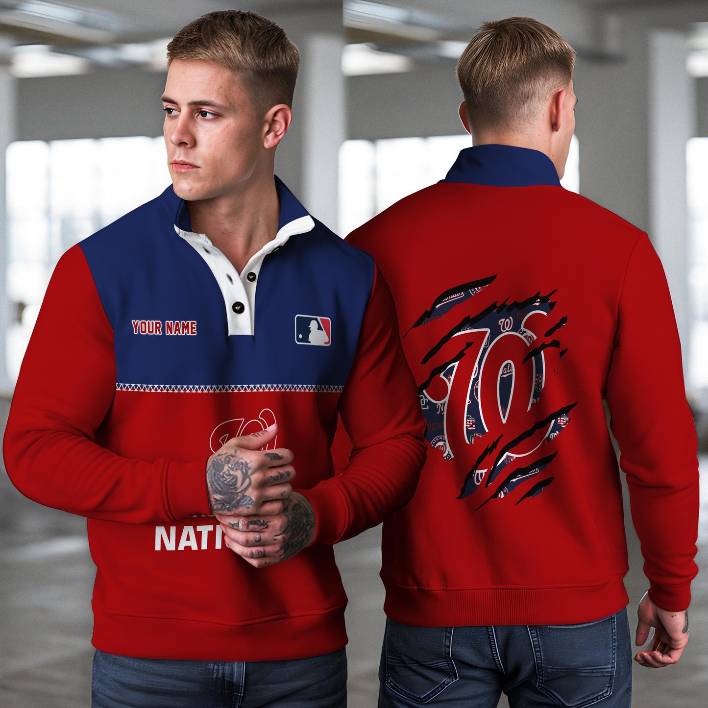 Washington Nationals New Collection Casual Stand Collar Sweatshirt MLB AZTGSCSW000350