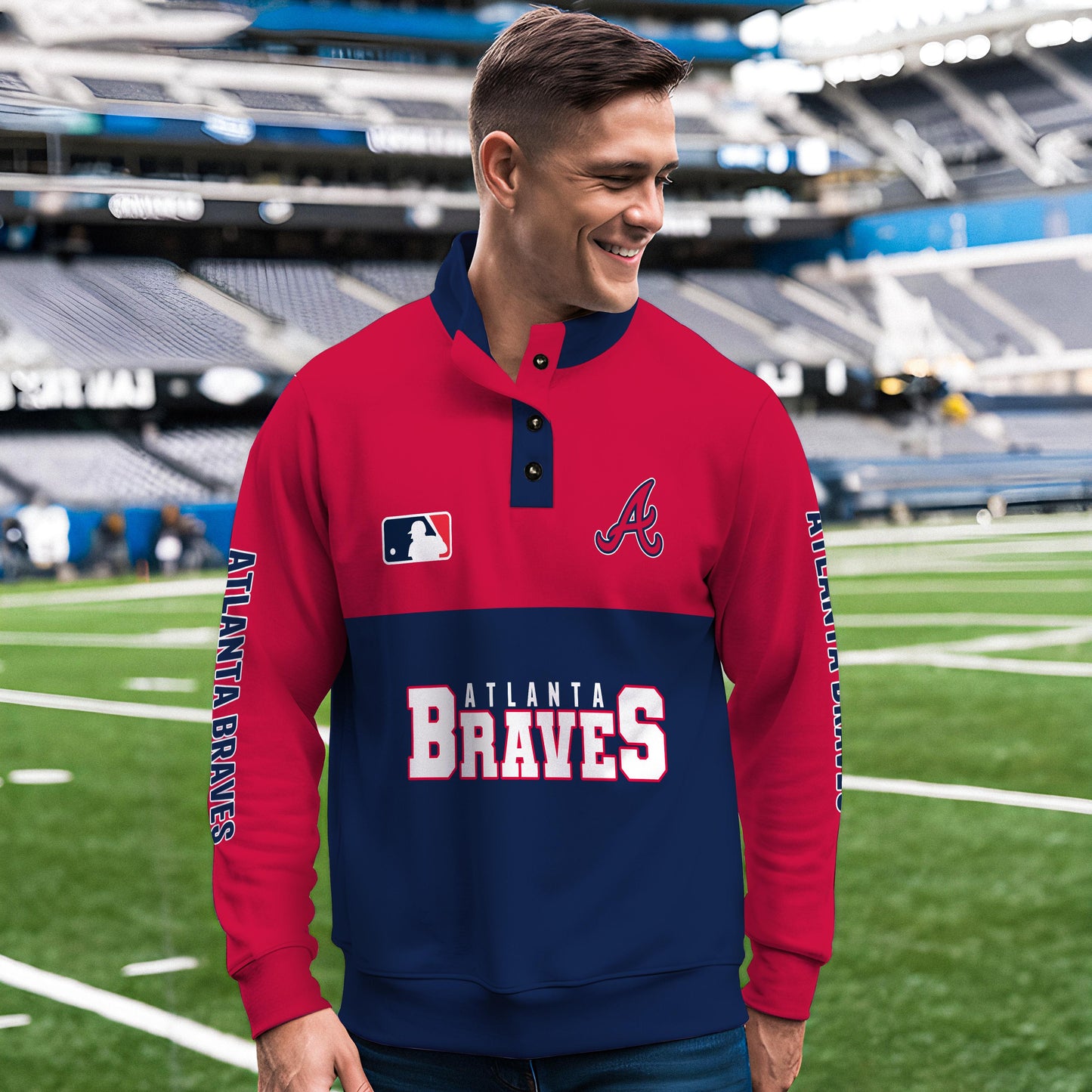 Atlanta Braves New Collection Casual Stand Collar Sweatshirt MLB AZTGSCSW000352