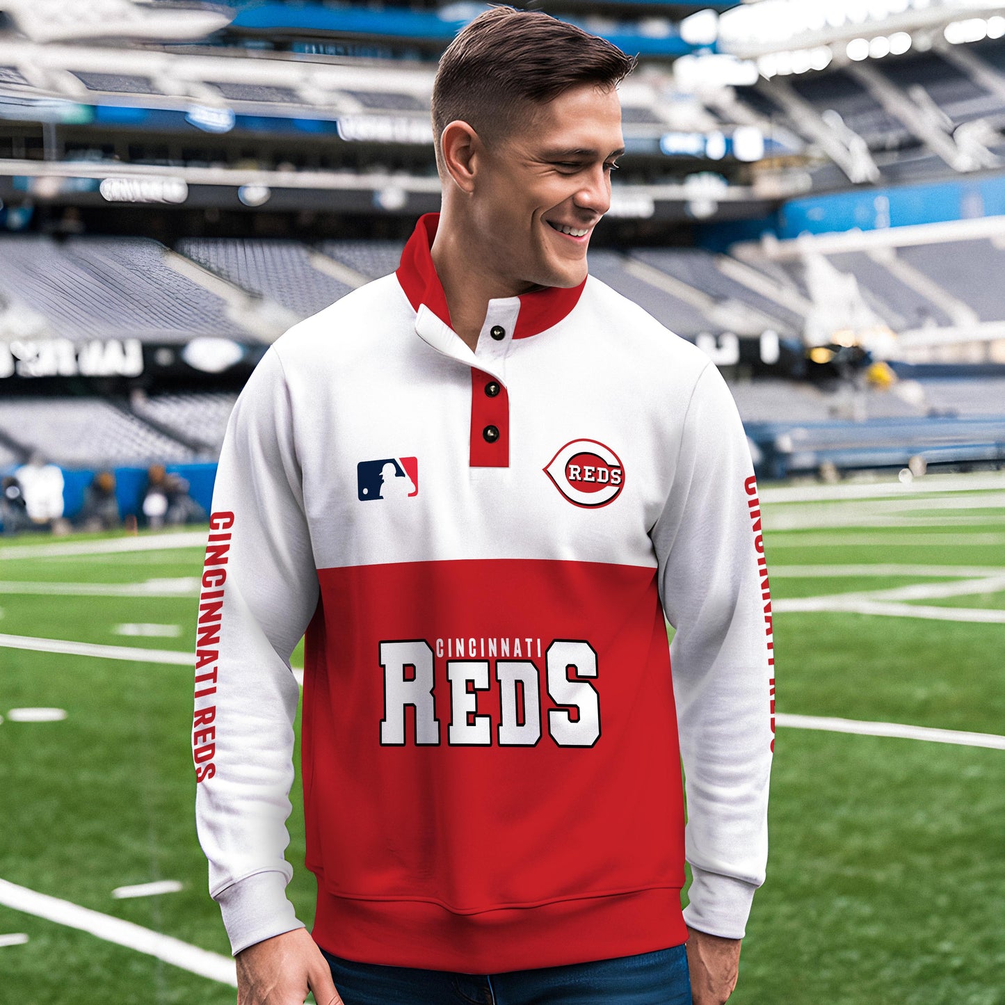 Cincinnati Reds New Collection Casual Stand Collar Sweatshirt MLB AZTGSCSW000357