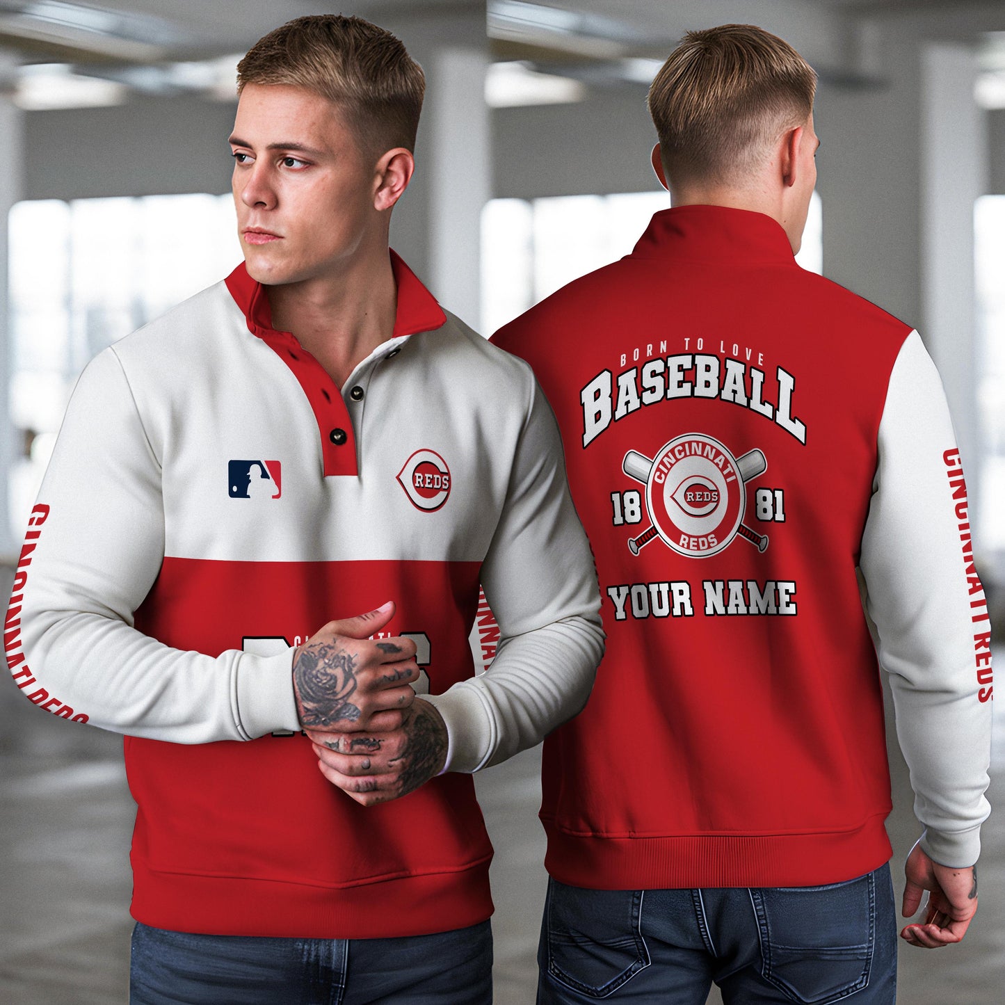 Cincinnati Reds New Collection Casual Stand Collar Sweatshirt MLB AZTGSCSW000357