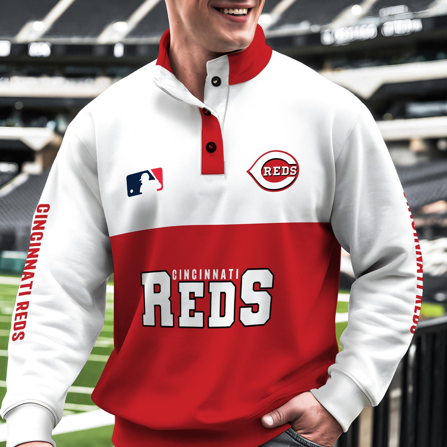 Cincinnati Reds New Collection Casual Stand Collar Sweatshirt MLB AZTGSCSW000357