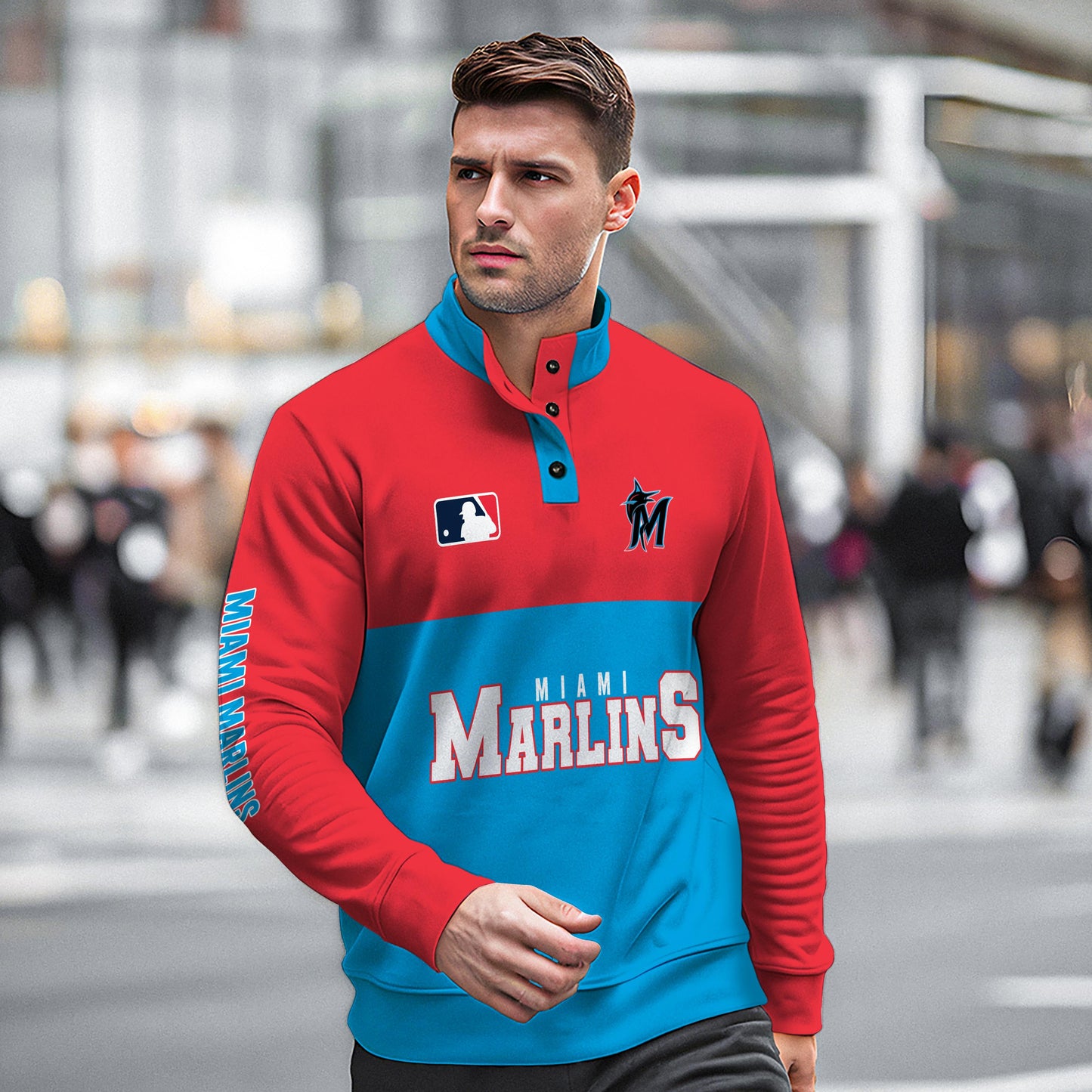 Miami Marlins New Collection Casual Stand Collar Sweatshirt MLB AZTGSCSW000365