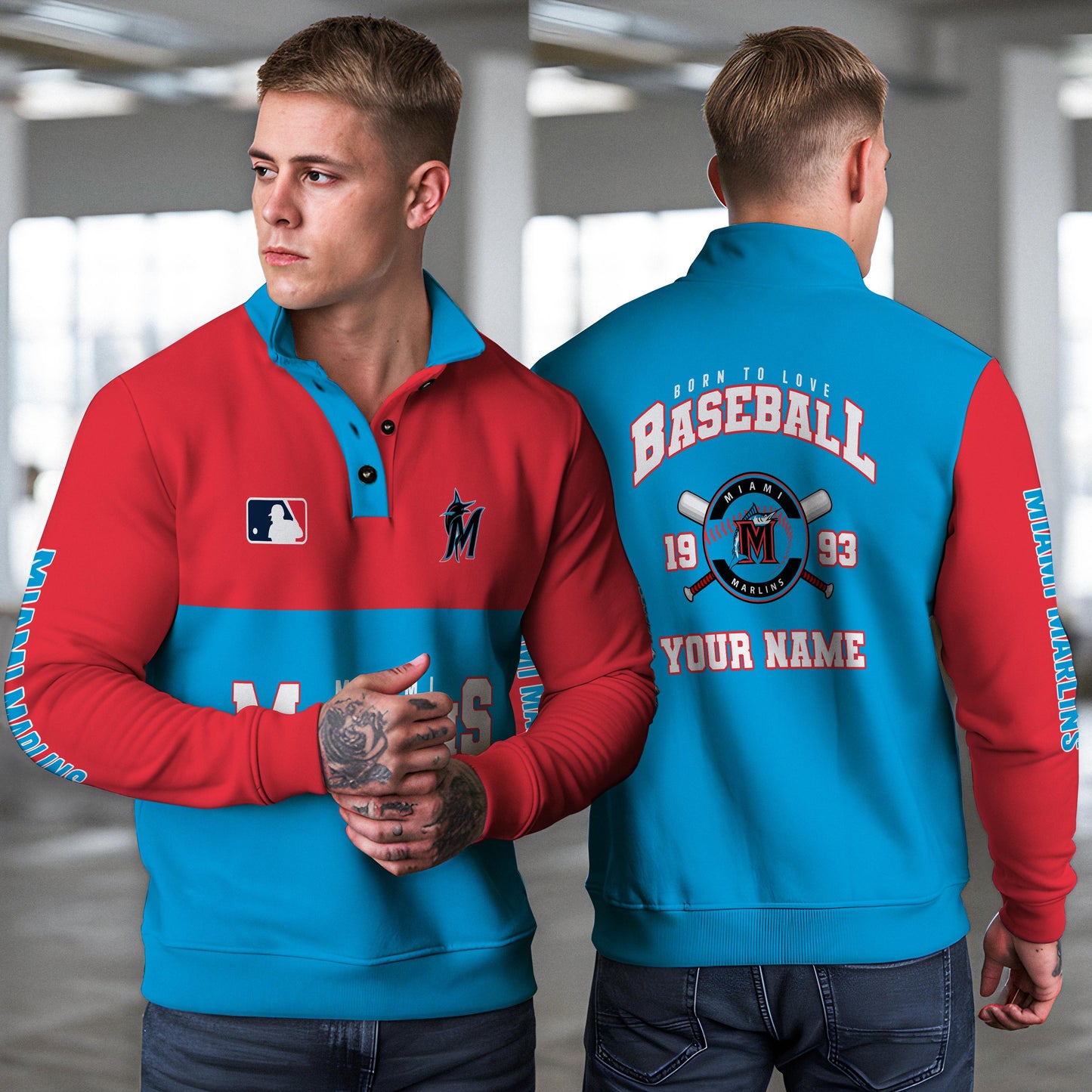 Miami Marlins New Collection Casual Stand Collar Sweatshirt MLB AZTGSCSW000365