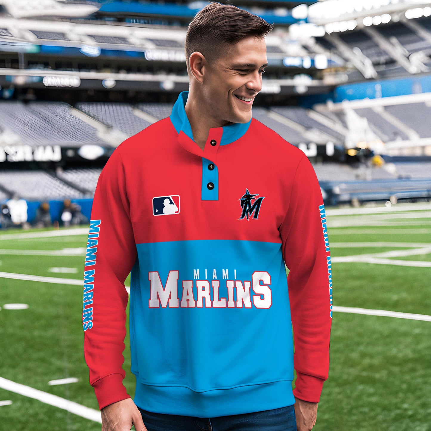 Miami Marlins New Collection Casual Stand Collar Sweatshirt MLB AZTGSCSW000365