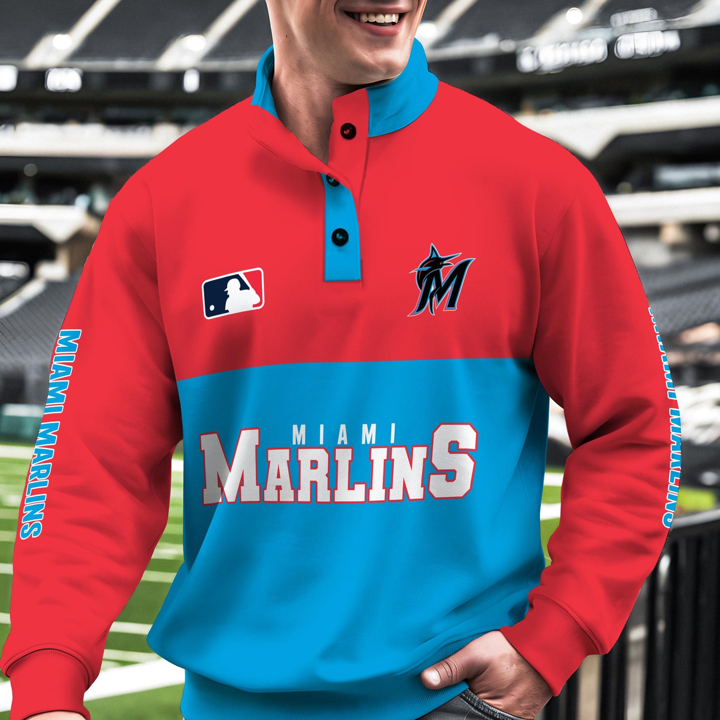 Miami Marlins New Collection Casual Stand Collar Sweatshirt MLB AZTGSCSW000365