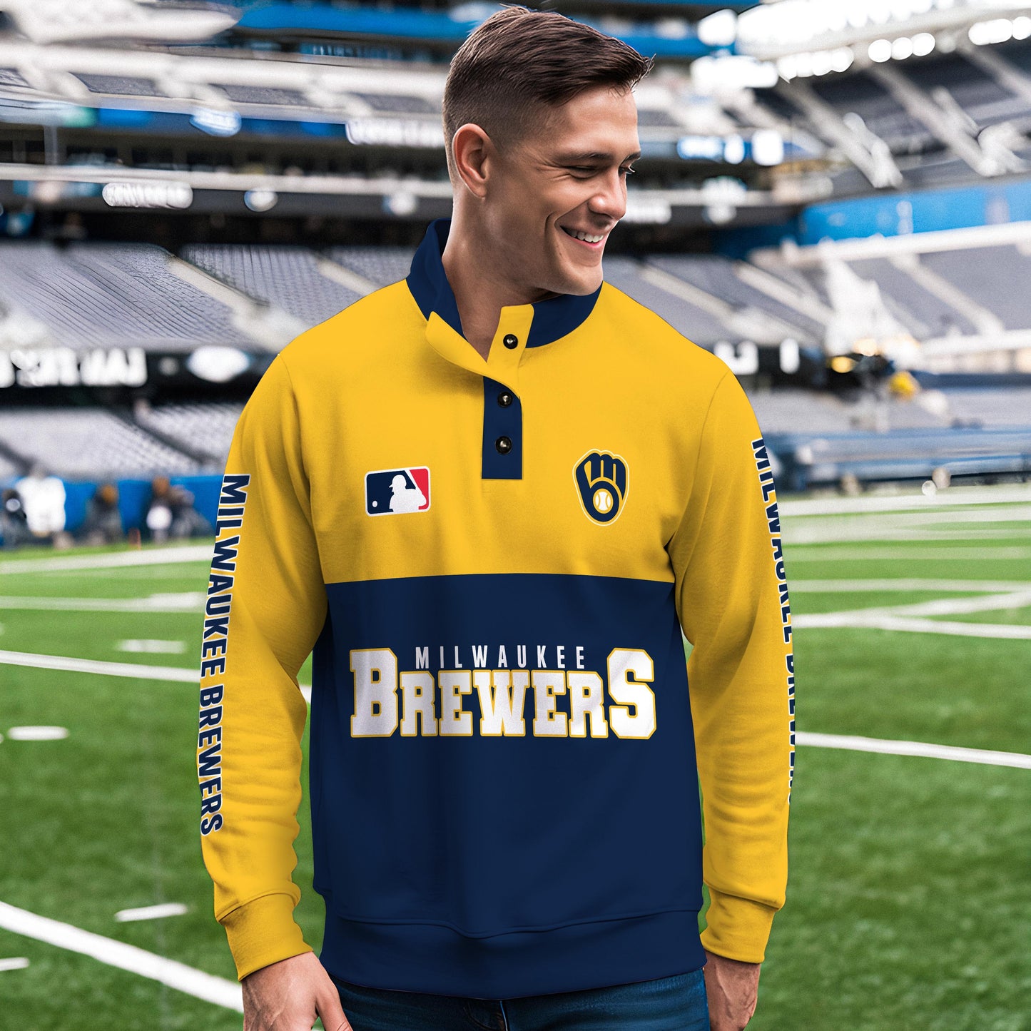Milwaukee Brewers New Collection Casual Stand Collar Sweatshirt MLB AZTGSCSW000366