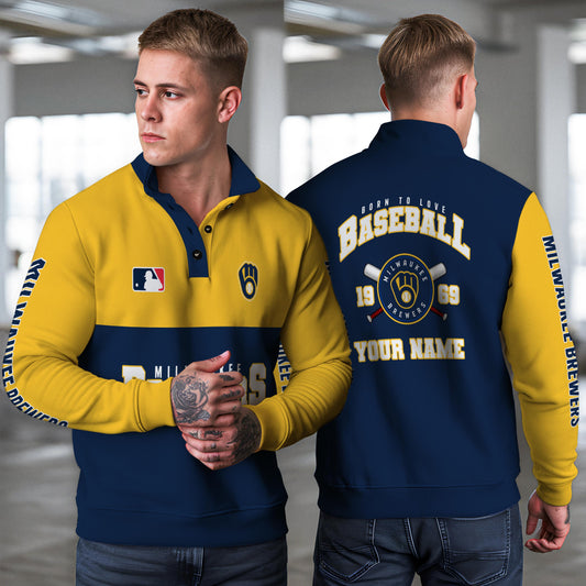 Milwaukee Brewers New Collection Casual Stand Collar Sweatshirt MLB AZTGSCSW000366