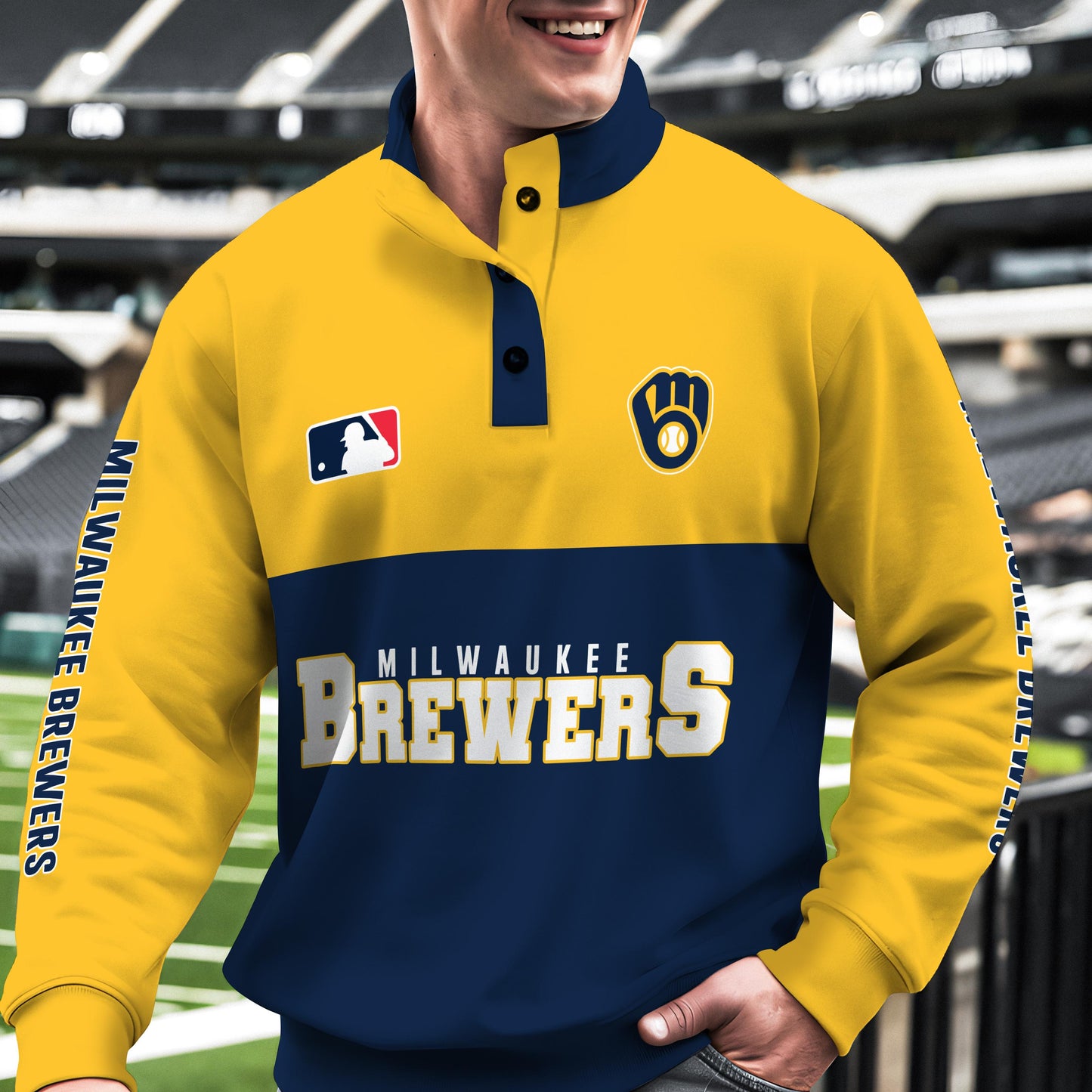 Milwaukee Brewers New Collection Casual Stand Collar Sweatshirt MLB AZTGSCSW000366