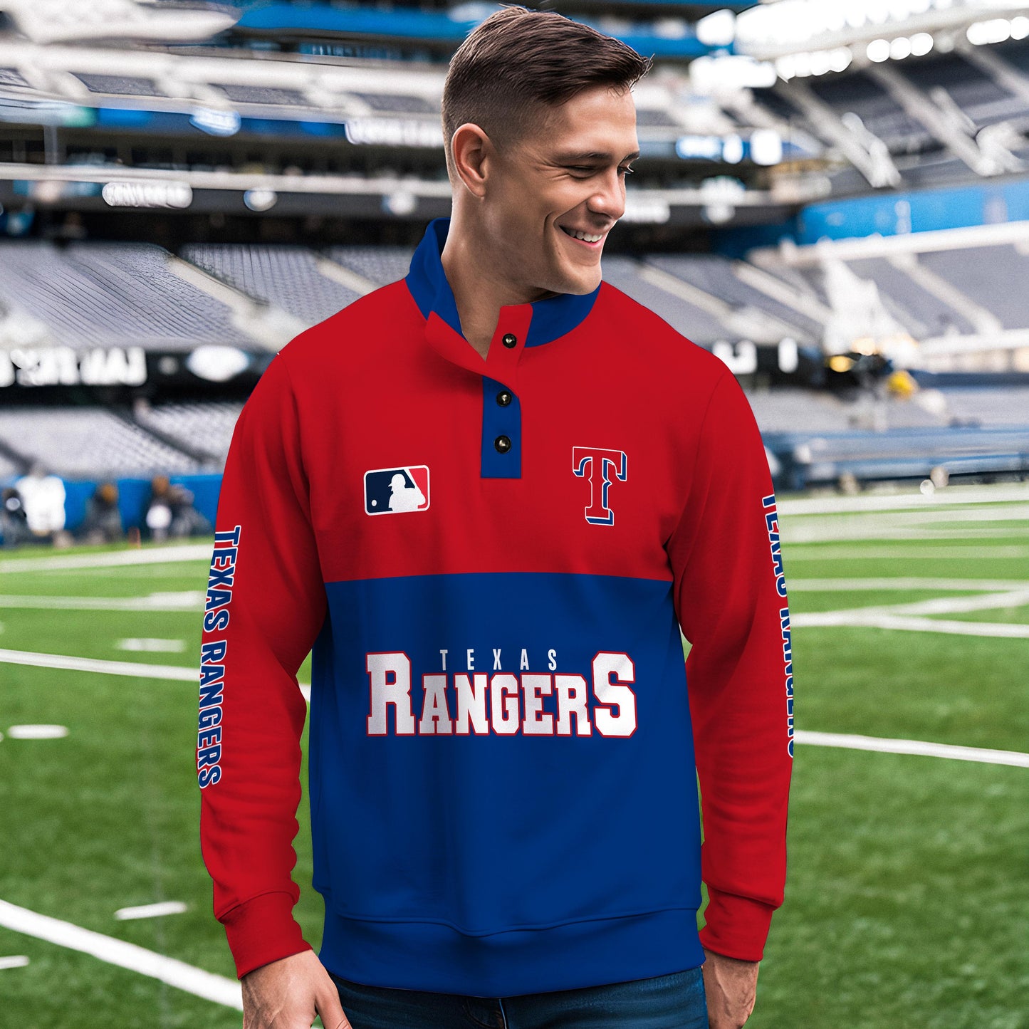 Texas Rangers New Collection Casual Stand Collar Sweatshirt MLB AZTGSCSW000378