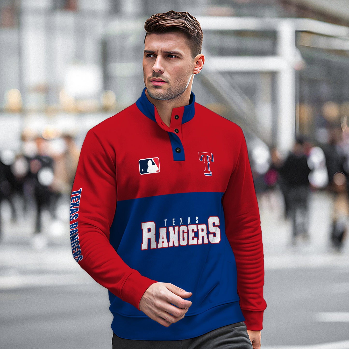 Texas Rangers New Collection Casual Stand Collar Sweatshirt MLB AZTGSCSW000378