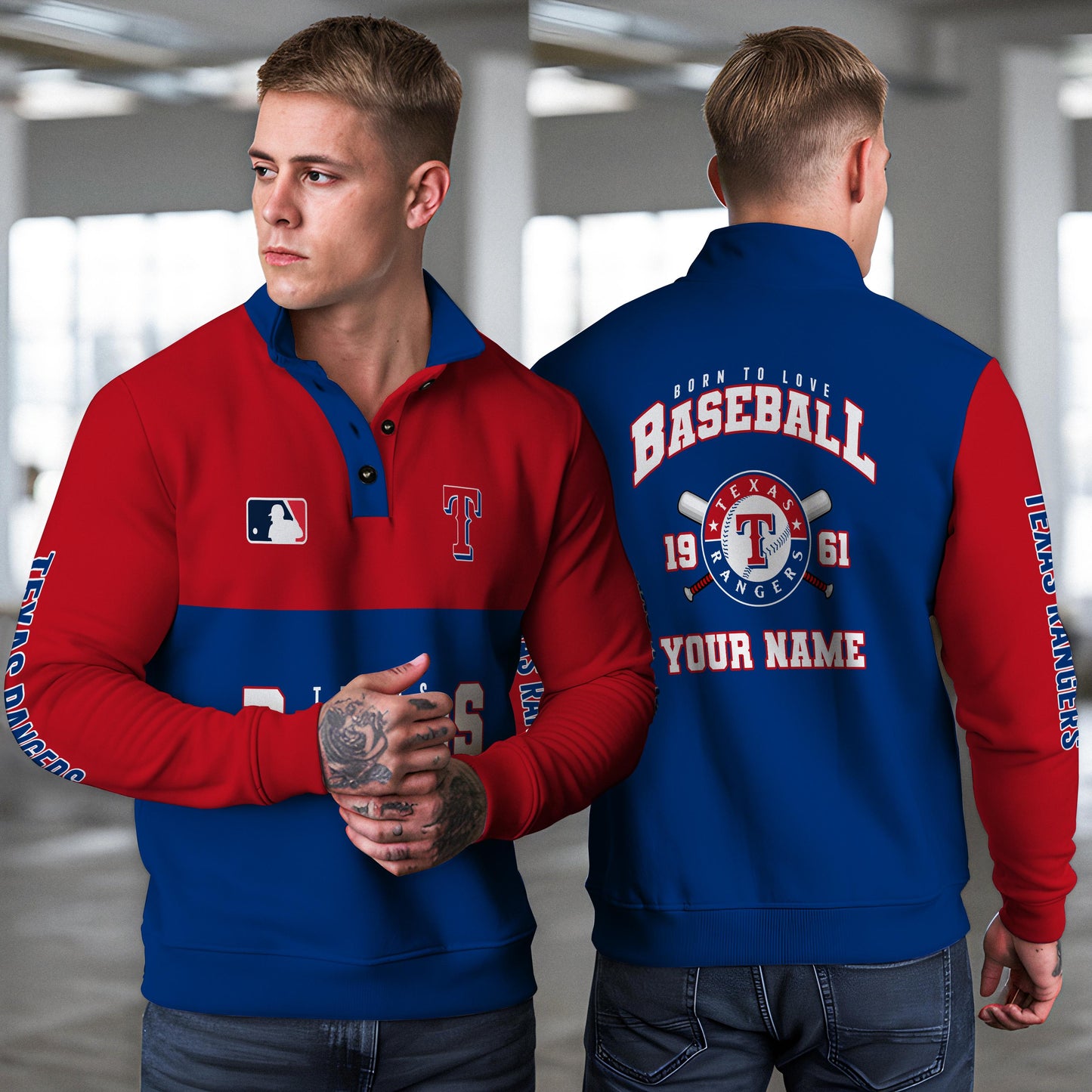 Texas Rangers New Collection Casual Stand Collar Sweatshirt MLB AZTGSCSW000378