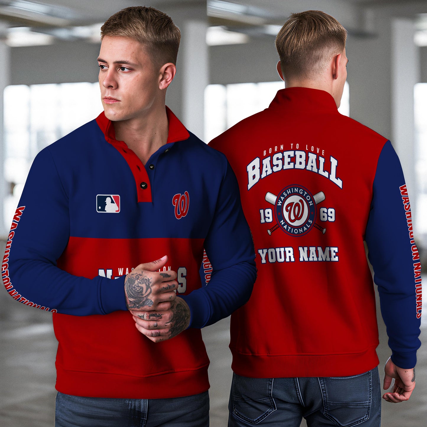 Washington Nationals New Collection Casual Stand Collar Sweatshirt MLB AZTGSCSW000380