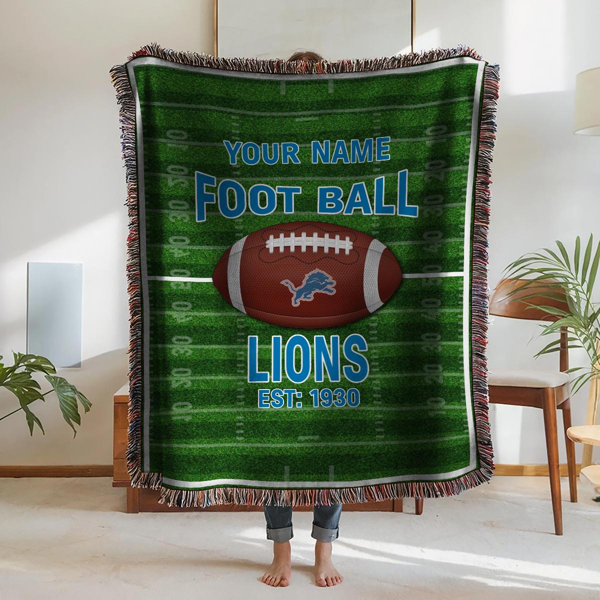 Detroit Lions Premium New Woven Throw Blanket AZTGWVB000134