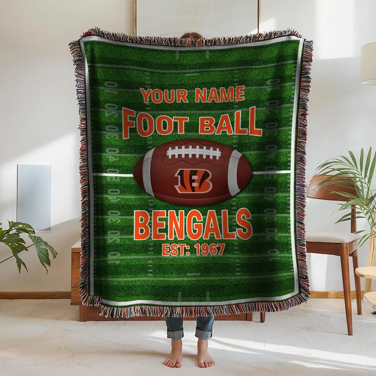 Cincinnati Bengals Premium New Woven Throw Blanket AZTGWVB000147