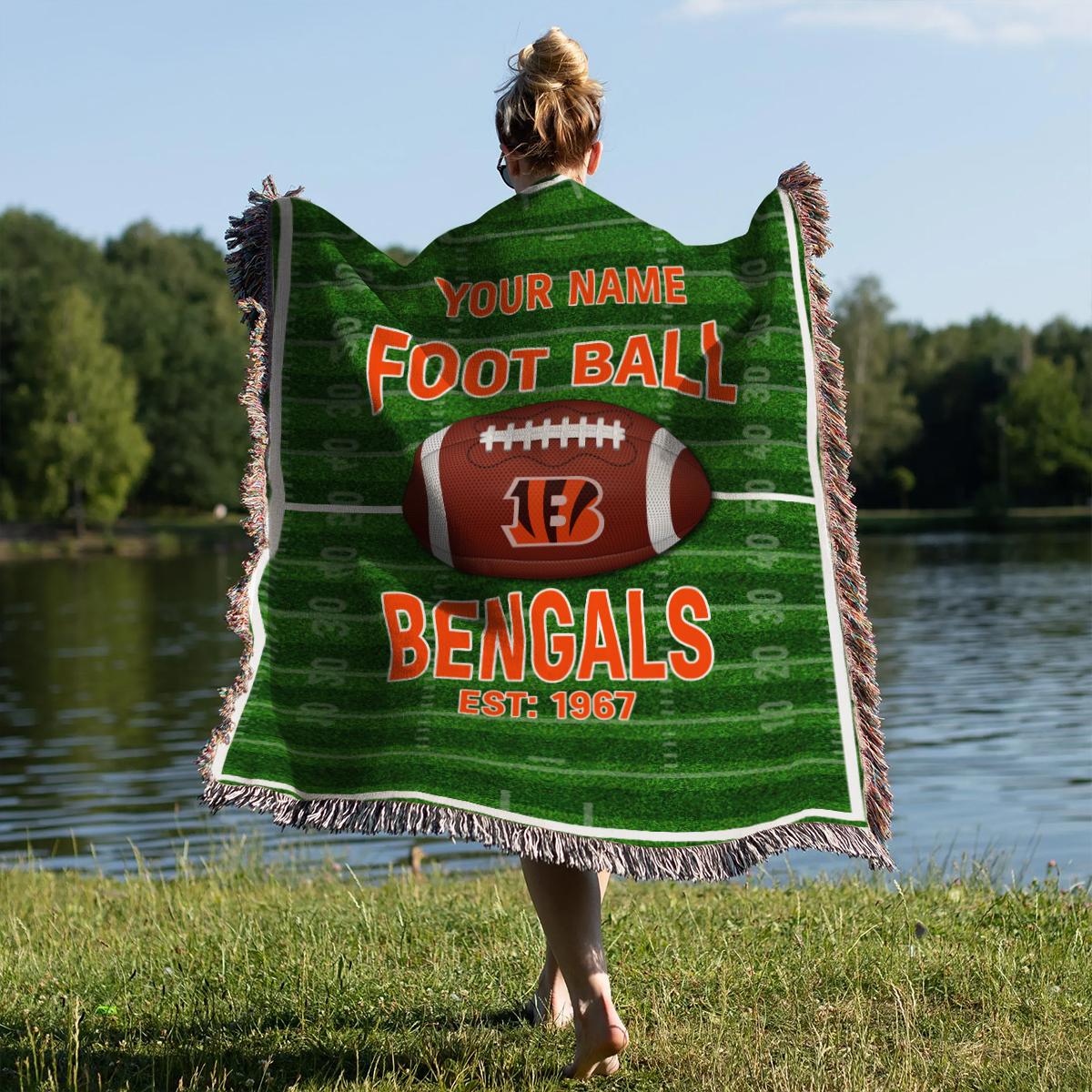 Cincinnati Bengals Premium New Woven Throw Blanket AZTGWVB000147