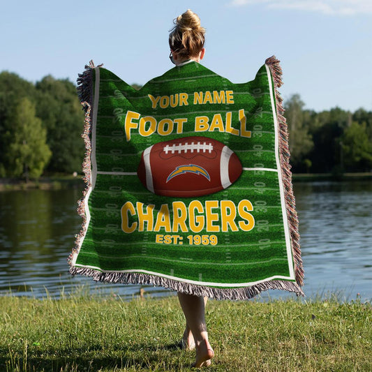 Los Angeles Chargers Premium New Woven Throw Blanket AZTGWVB000155