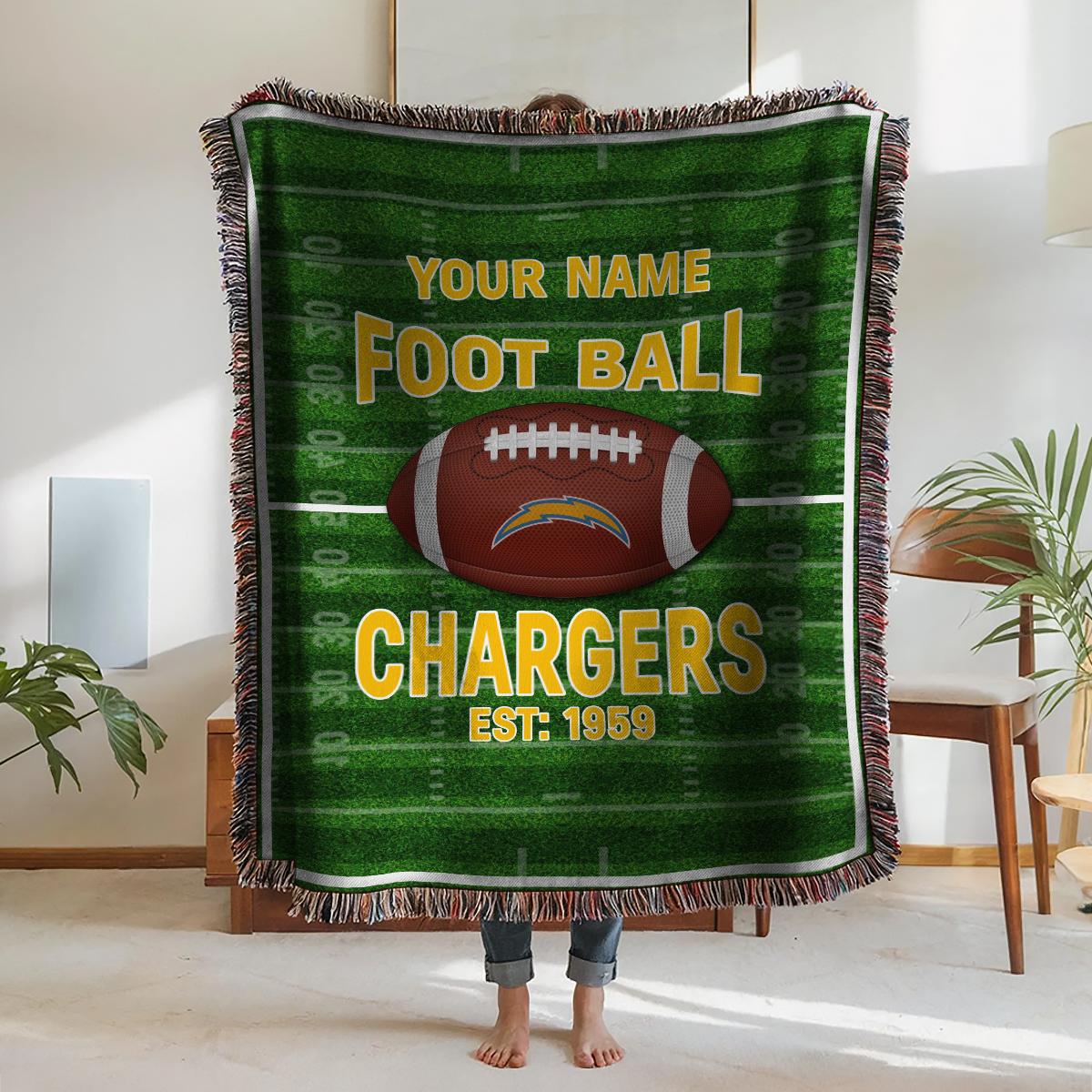 Los Angeles Chargers Premium New Woven Throw Blanket AZTGWVB000155