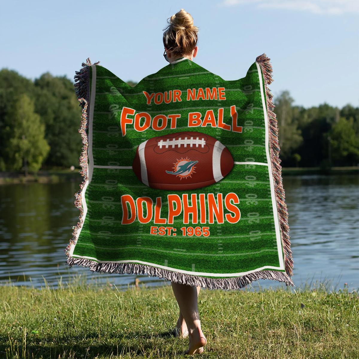 Miami Dolphins Premium New Woven Throw Blanket AZTGWVB000156