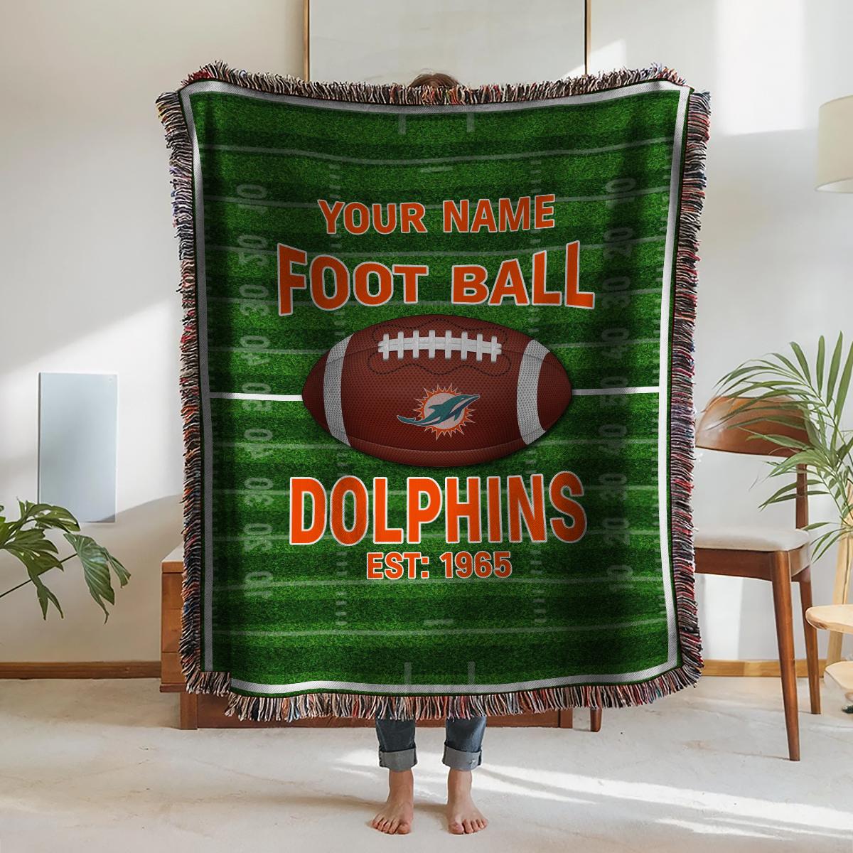 Miami Dolphins Premium New Woven Throw Blanket AZTGWVB000156