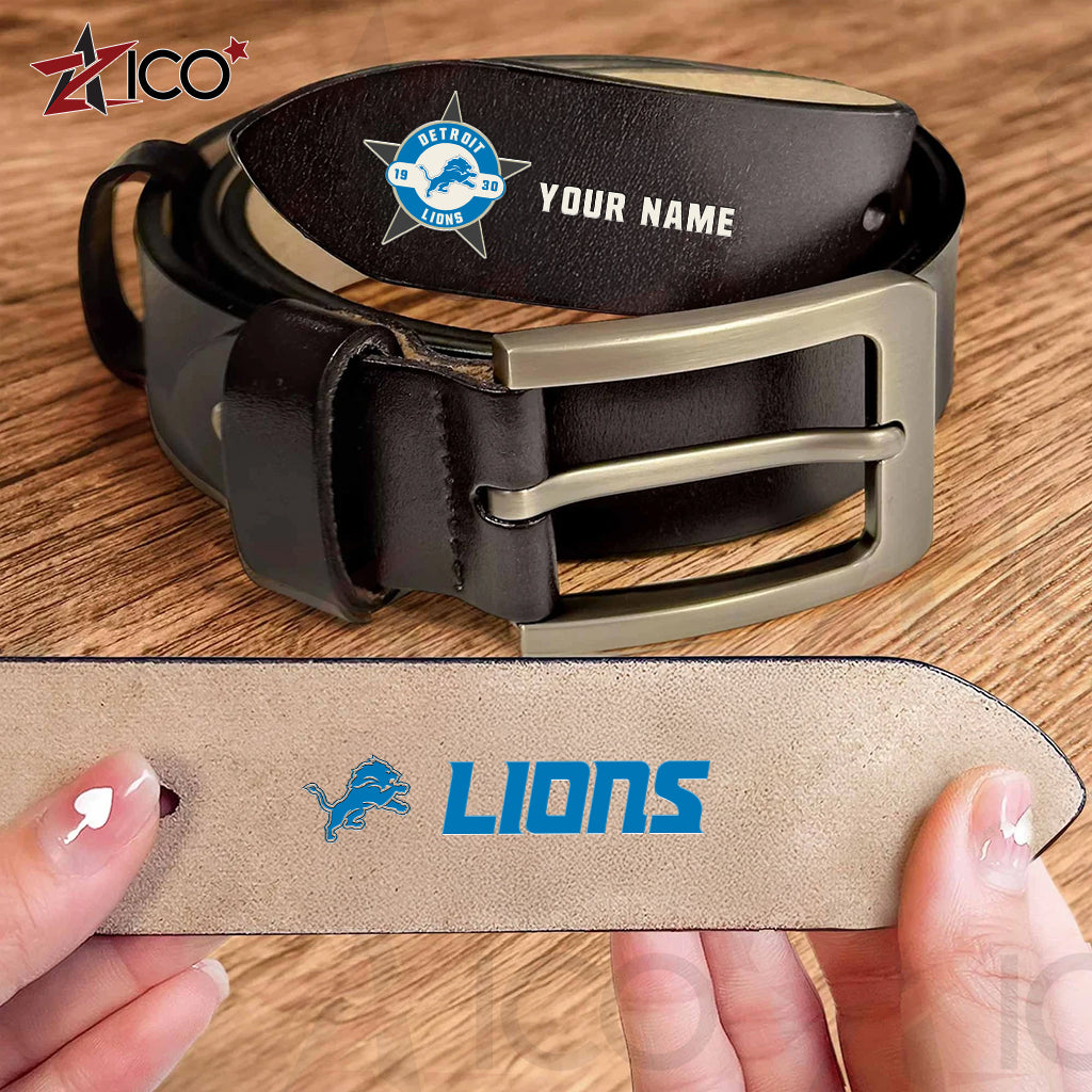 Detroit Lions Men Leather Belt AZTN2DMLB000011