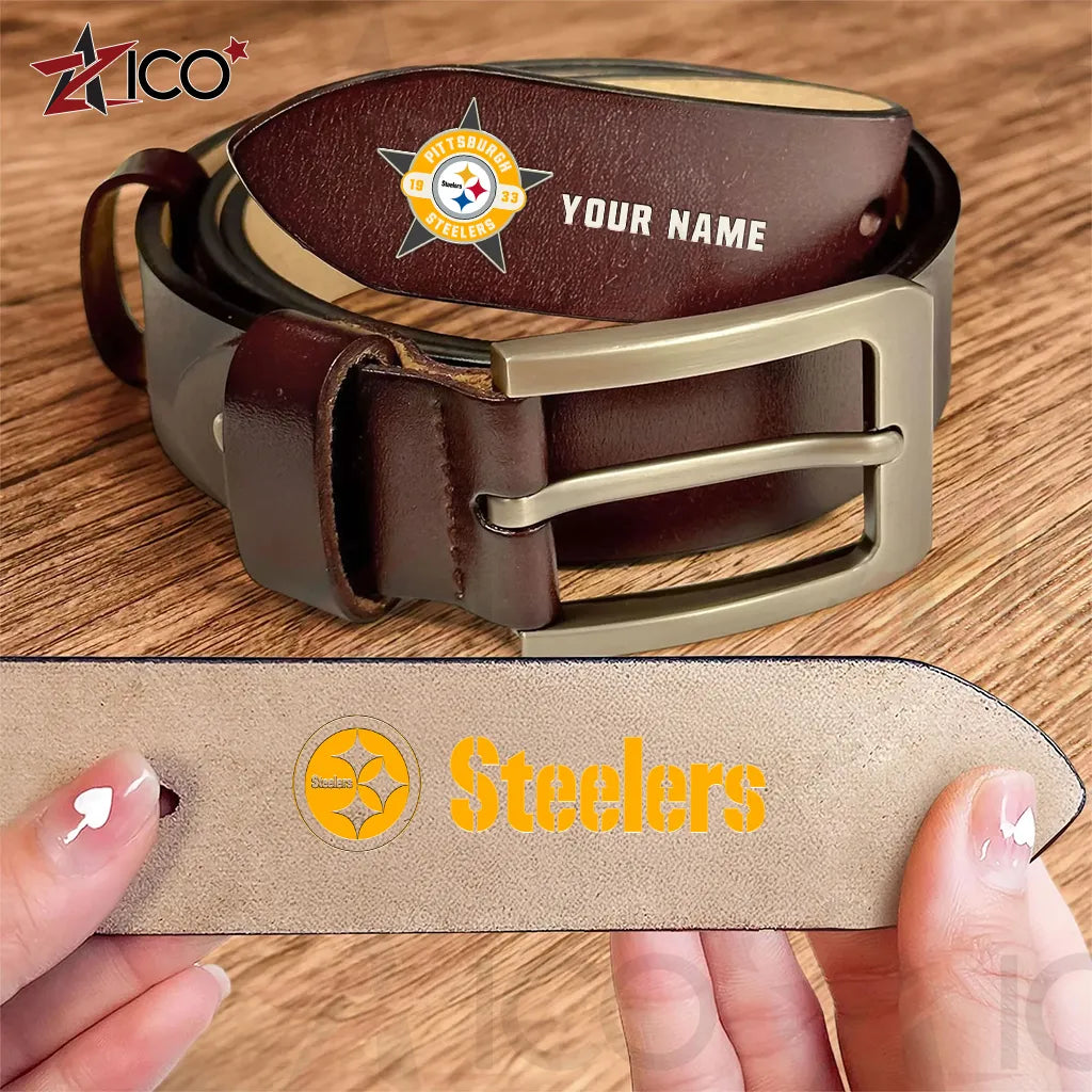 Pittsburgh Steelers Men Leather Belt AZTN2DMLB000027