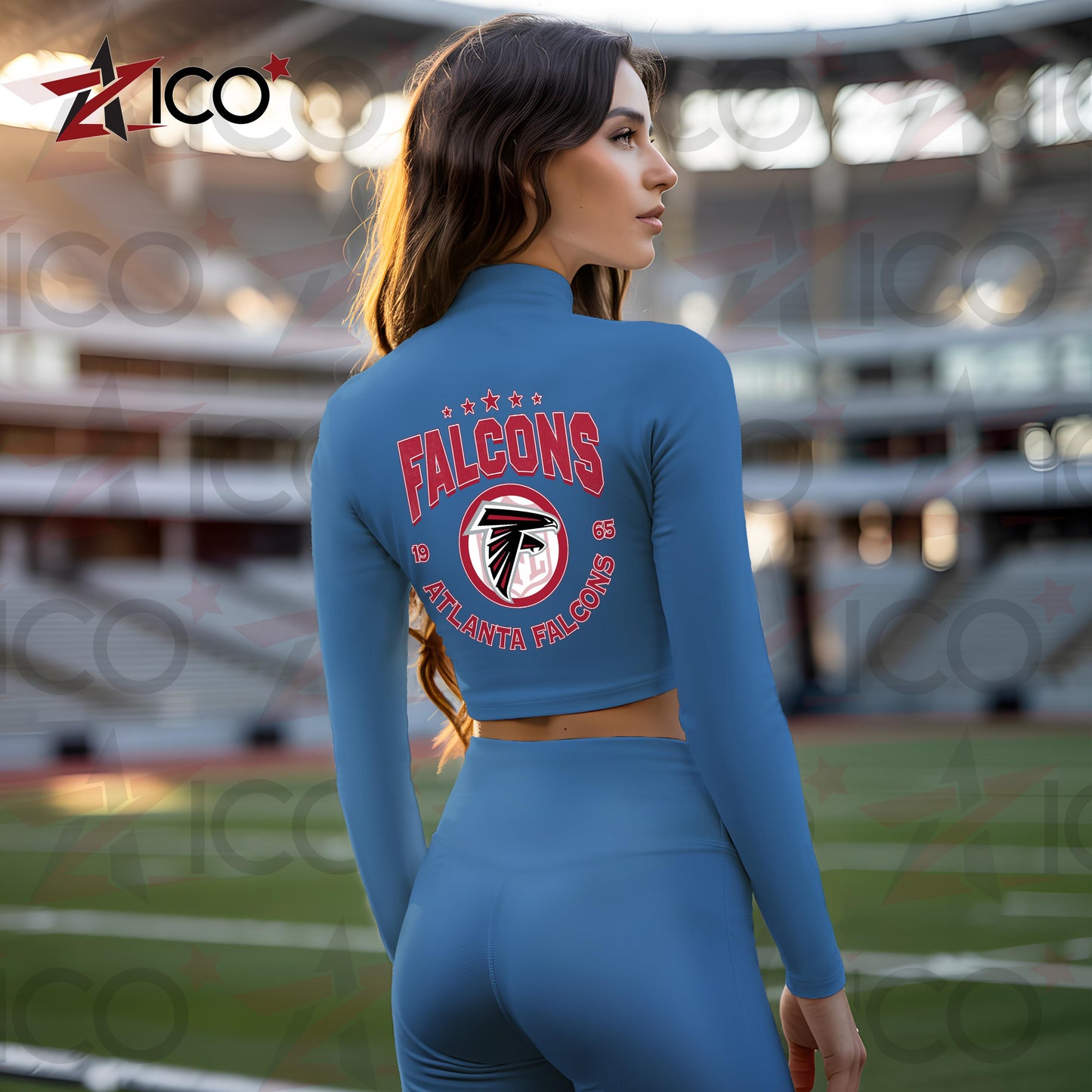 Atlanta Falcons Women Workout Set Zipper Long Sleeve Sport Top and Leggings AZTN2DWS000002