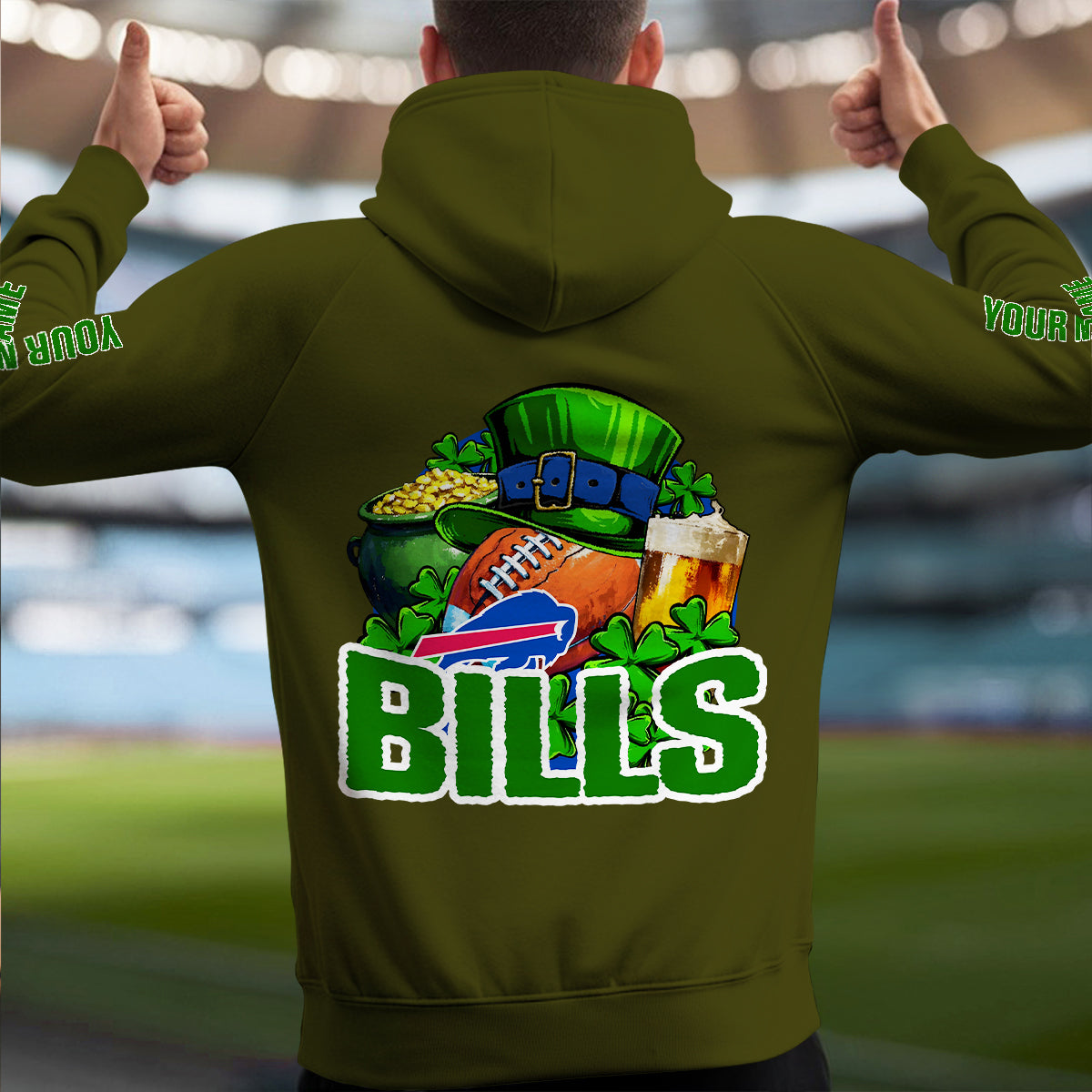 Buffalo Bills St Patrick’s Day Collection Multi-Pockets Zip Hoodie AZTNMZHD000114