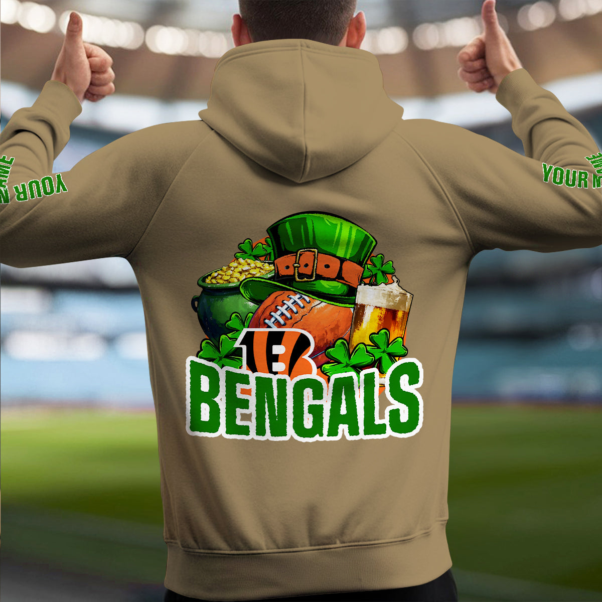 Cincinnati Bengals St Patrick’s Day Collection Multi-Pockets Zip Hoodie AZTNMZHD000115